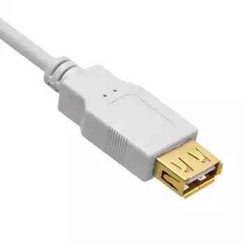 DINIC USB 2.0 HQ extensión A macho a A hembra, 28 AWG / 2C, 26 AWG / 2C, blanco, caja DINIC con euro agujero, longitud 2.00m